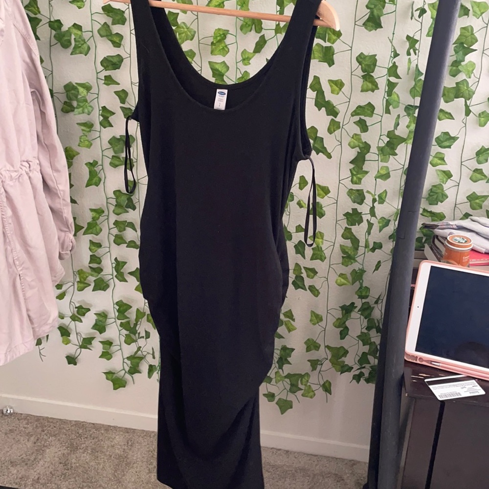 Midi black maternity dress